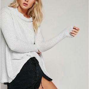 Free people lovers ribbed split back sweater